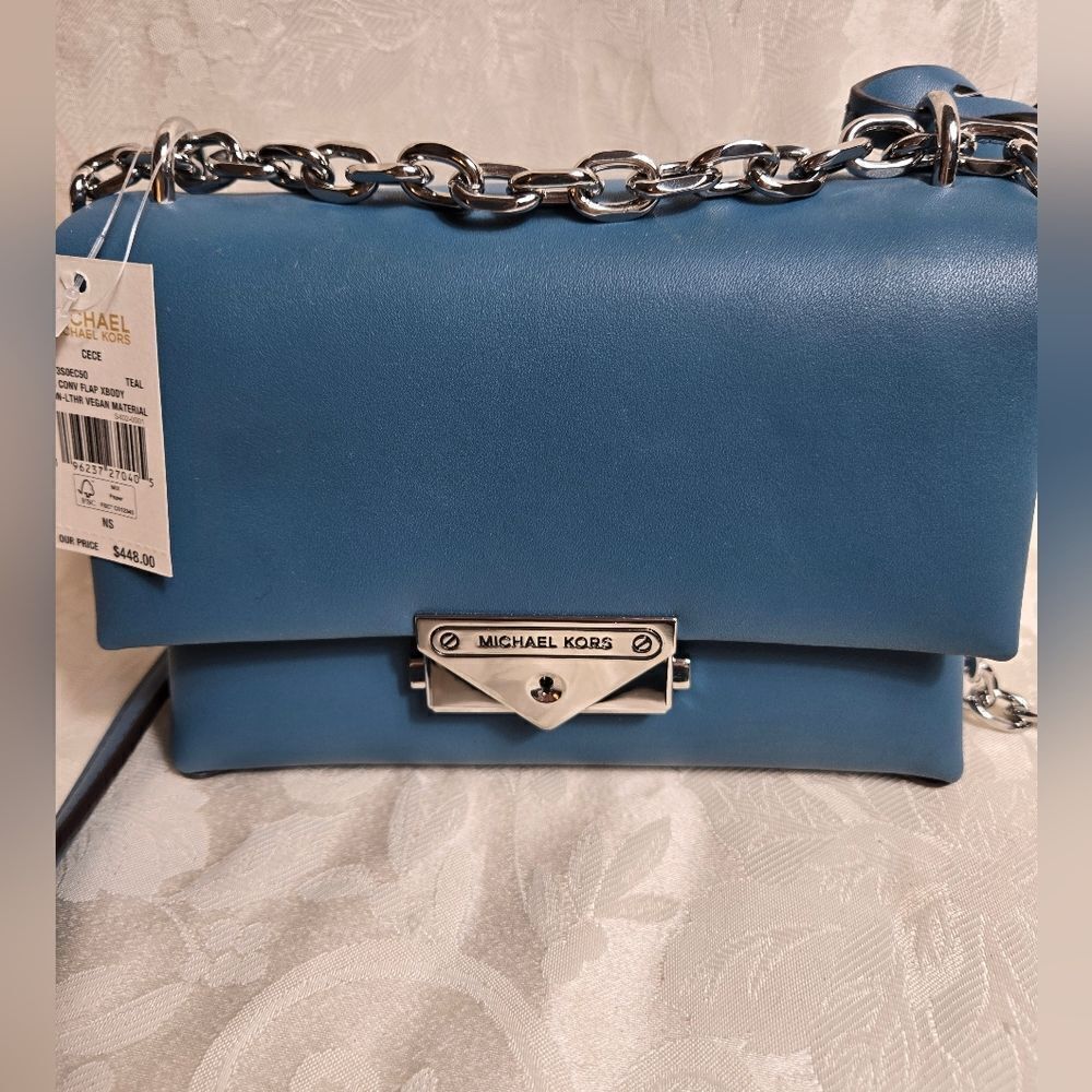 Michael Kors Slate Blue Leather Mini Crossbody Shoulder Bag NWT